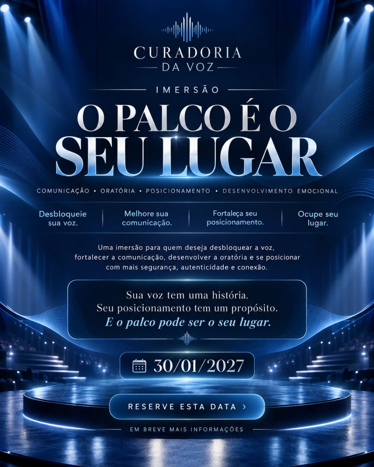 Cartaz do evento Curadoria da Voz — O Palco é o Seu Lugar